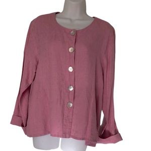 Flax top size medium light pink with mother of pearl buttons boxy lagenlook.